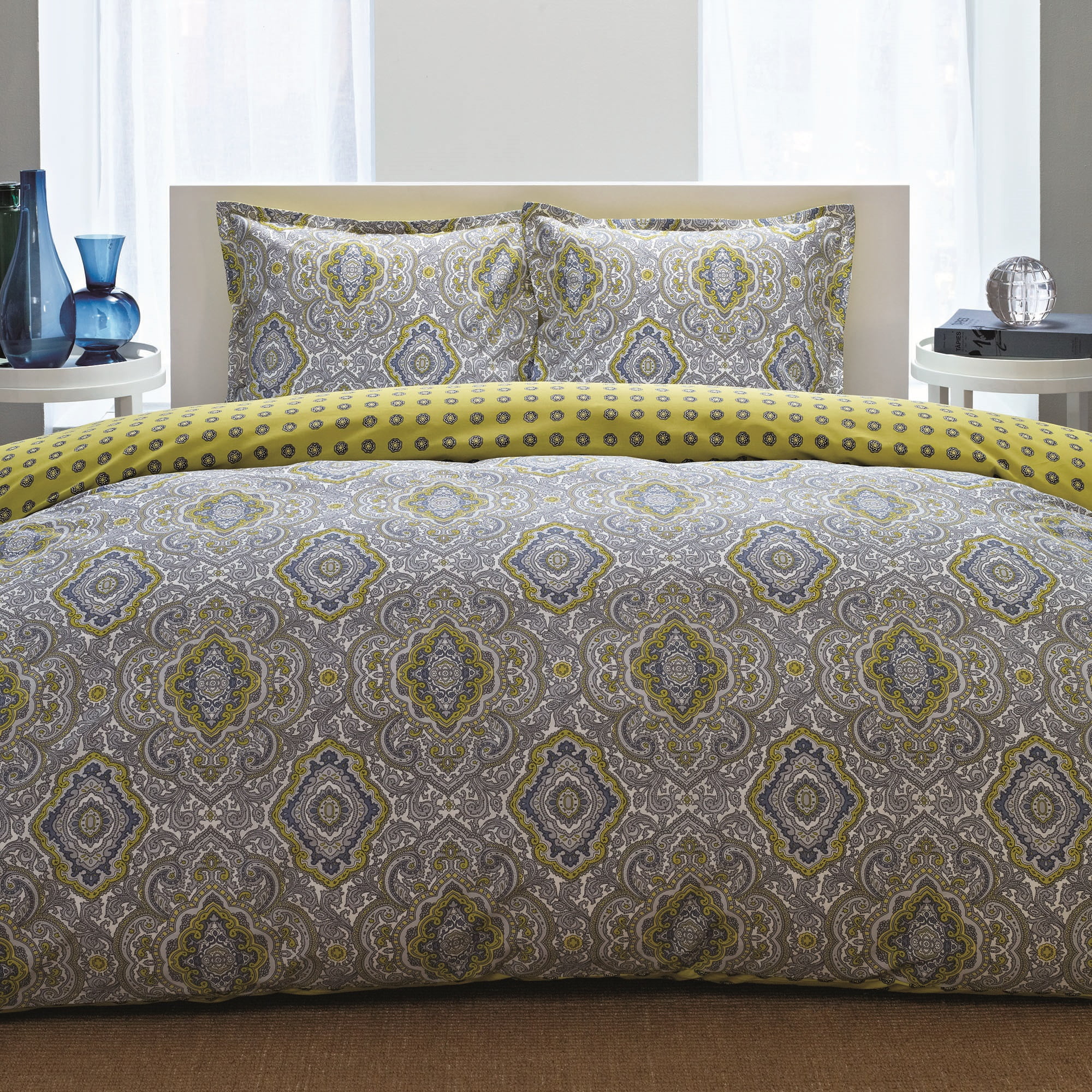 City Scene Milan Grey Multi Duvet Cover Set Full Queen Walmart Com