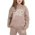thumbnail image 4 of Tween Girls Outfits Sets Winter Hoodie Joggers Comfy Casual Kids Print Fall Girls Clothes Khaki Size 12-13T, 4 of 4