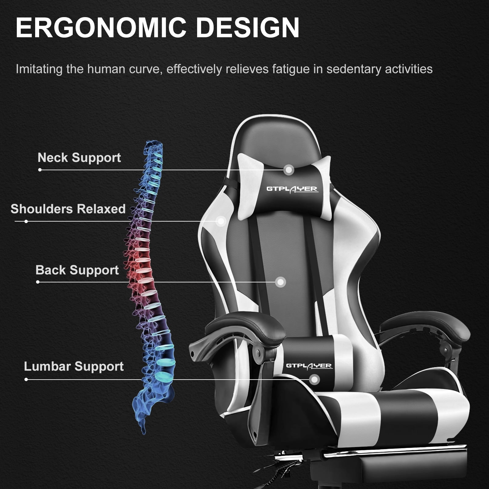 Red GTPLAYER Gaming Chair Office Desk Chair Swivel Heavy Duty Chair Ergonomic Design with Cushion and Reclining Back Support 