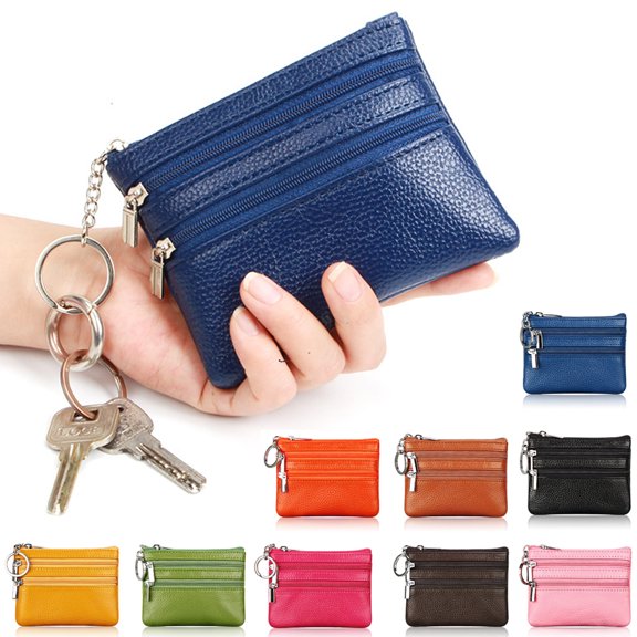 Women's PU Leather Coin Purse Mini Pouch Change Wallet with Keychain