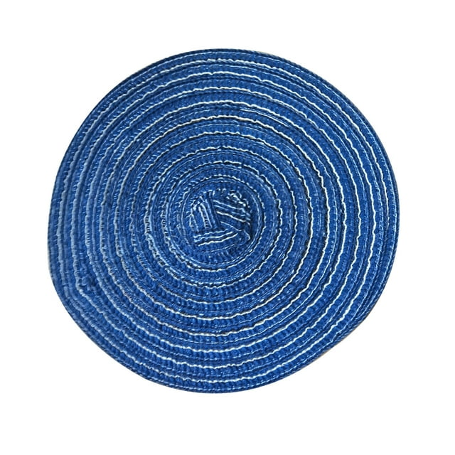 Napperon Rond en Coton et Lin Tissé, Coussin de Cuisine Occidentale Antidérapant et Résistant à la Chaleur, sous-Verre, Napperon de Table pour Table à Manger (Bleu, P)