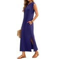 thumbnail image 3 of Fantaslook Womens Maxi Dress Round Neck Sleeveless Sundress Loose Split Wrinkle-Free Summer Long Dresses with Pockets, 3 of 8