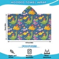 thumbnail image 2 of Blue Cartoon Dinosaurs Party Pattern Hooded Bath Towel，50"x30" for Ages 3 To 12 Kids, Quick Dry Lightweight Soft Microfiber Hood Beach Towel Cover Up for Kids, 2 of 7