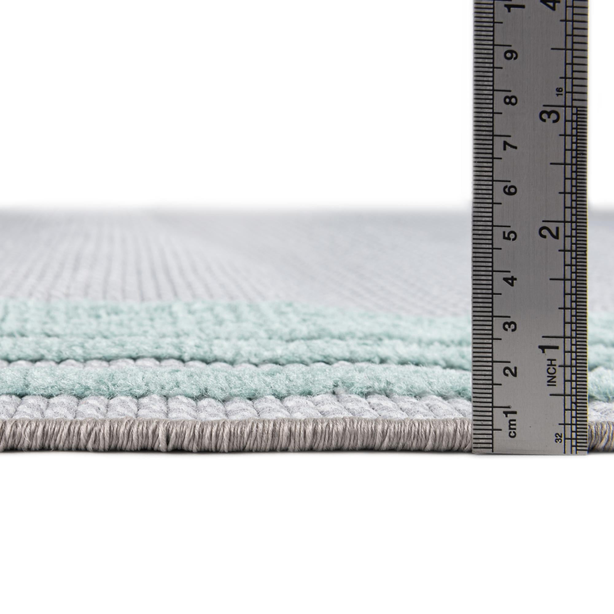 Unique Loom Aruba Outdoor Collection Area Rug - Tanki (5' 3" Square Gray Teal)