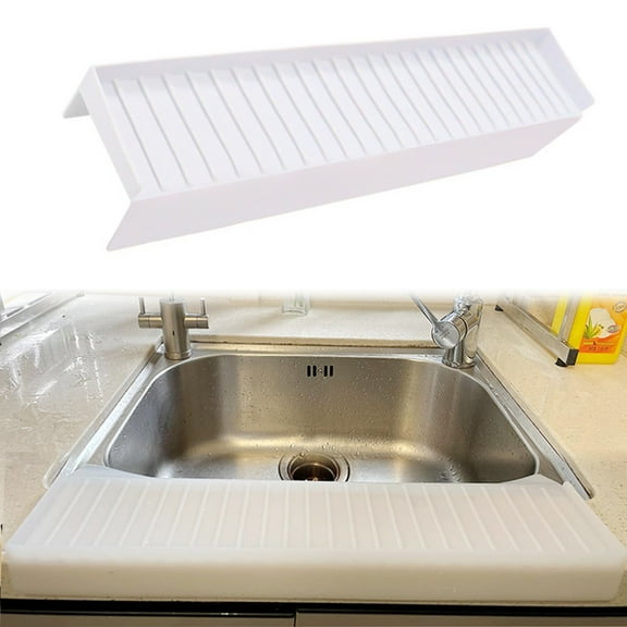 ZHANQUNE Silicone Edge Protector & Guards, 4x20 Inch Countertop Protector for Kitchen Sink Bathtub, 5° Slope Design with Raised Baffle, Waterproof Foldable Trimmable Splash Guard