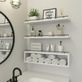 thumbnail image 2 of Floating Shelves for Wall 24 inch with Cube Shelf, Wall Shelves with Metal Rail for Bathroom Decor, Bathroom Organizers and Storage, Over Toilet Shelves, Toilet Paper-White, 2 of 12