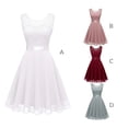 thumbnail image 3 of Sonducket Vestido de mujer Color sólido Encaje Empalme Fiesta Citas Retro Swing Vestidos Mezcla de algodón Moda Ropa casual M Blanco Vestidos L Rot, 3 of 6