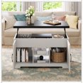 thumbnail image 4 of Vividwood Lift Top Coffee Table with Storage, 4 in 1 Multi-Function Convertible Tea Tables with Hidden Compartment, Farmhouse Center Table Converts to Dining Table for Living Room, Walnut, 4 of 8