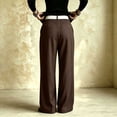 thumbnail image 4 of cocolona Womens High Waist Pleated Dress Pants Elastic Waist Straight Wide Leg Office Commute Flare Work Pants with Pockets, 4 of 5