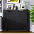 thumbnail image 3 of FANRAL Tilt Out Trash Can Cabinet for 2 Bins,Hidden Recycle Garbage Enclosure with Negative Ion & Ozone Odor Control,Wooden Double Laundry Cabinet for Kitchen Bathroom Laundry Room, 3 of 8