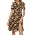 thumbnail image 2 of Fesfesfes Womens Dress Floral Print Round Neck Spring Dress Loose Casual Short Sleeve Boho Beach Knee Length Dress, 2 of 7