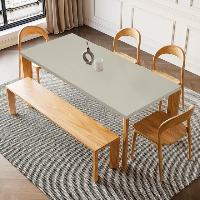 Mantel ajustado Uxcell con borde elástico, mantel rectangular de PU estirable, cubiertas de mesa impermeables para mesas de 32 x 55 pulgadas, interior y exterior.