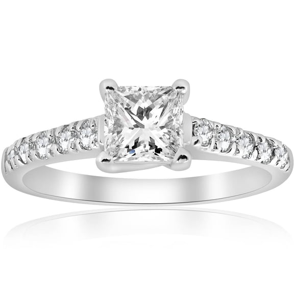 Pompeii 1 1/4ct Princess Cut Diamond Engagement Ring 14k White Gold Lab Grown (FG,VS)