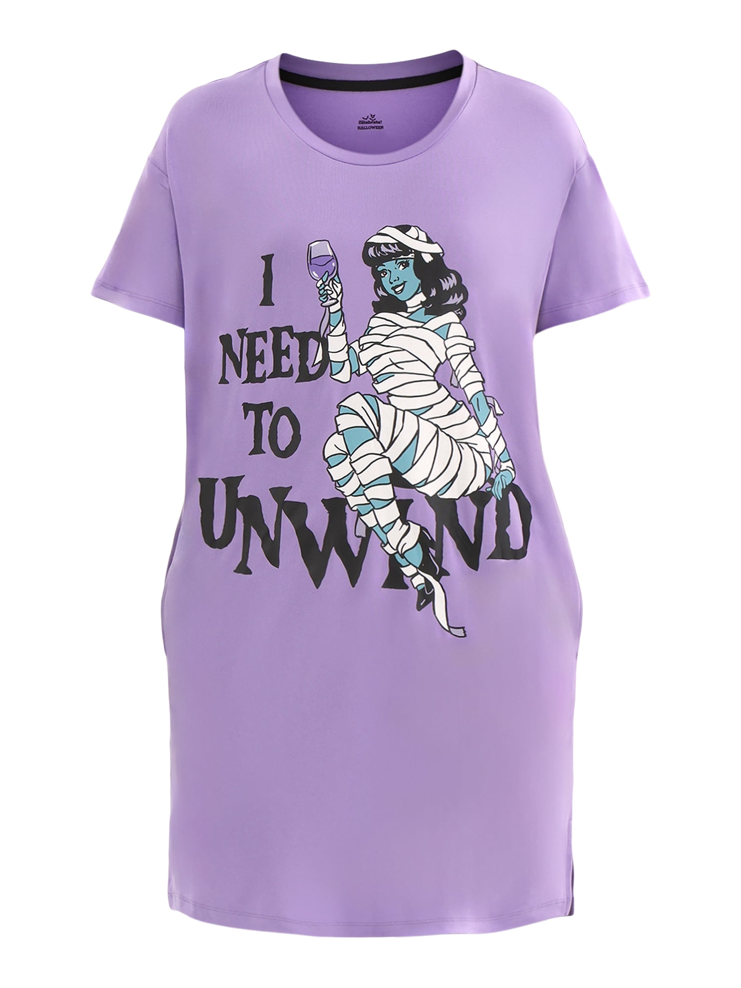 Halloween Women's Printed Sleepshirt Top and Socks Set from Way to Celebrate, 2-Piece, Sizes XS-3X