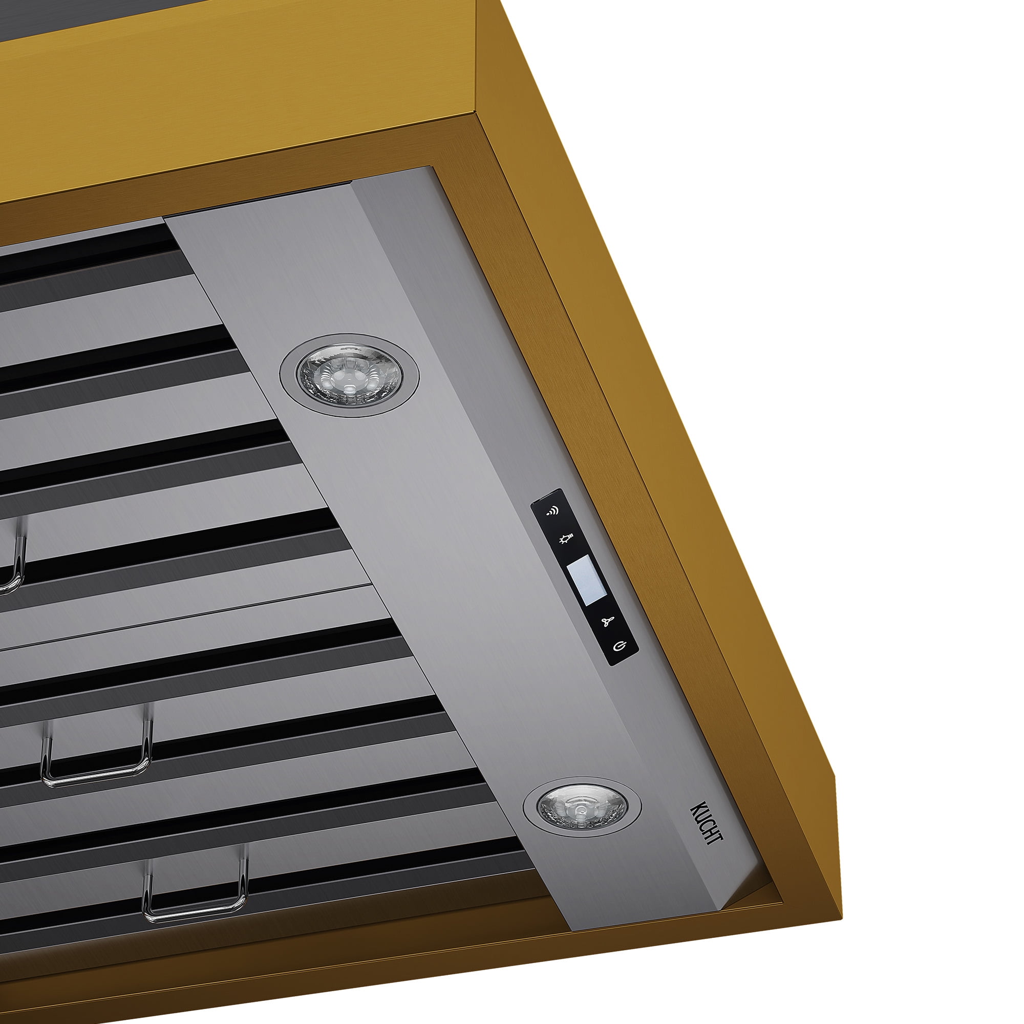 30 in. 600 CFM Wall Mounted Range Hood in Stainless Steel with Gold Accents