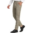 thumbnail image 5 of Lars Amadeus Men's Dress Checked Flat Front Business Plaid Formal Pants, 5 of 6