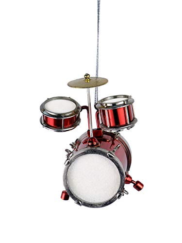 Zonfer Christmas Drum Ornament Small Box Glitter Mini Drum Snare Drum Pendant Christmas Hanging Decorations Personalized Red Drum Set Christmas Tree Ornament