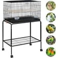thumbnail image 4 of REKHHY 47-inch Rolling Breeding Flight Bird Cages for Parakeets Budgies Finches Cockatiels Conures Lovebirds Canaries Parrots w/Detachable Stand, Black, 4 of 9