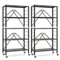 thumbnail image 1 of Gymax 2PCS Foldable Storage Shelf w/ Wheels Adjustable Shelves Metal Shelving Unit, 1 of 9