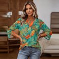 thumbnail image 6 of Womens Floral Print Tops Casual 3/4 Sleeve Tunic Shirts Loose Fit Crew Neck Blouses Lightweight Spring Summer Tops, 6 of 7