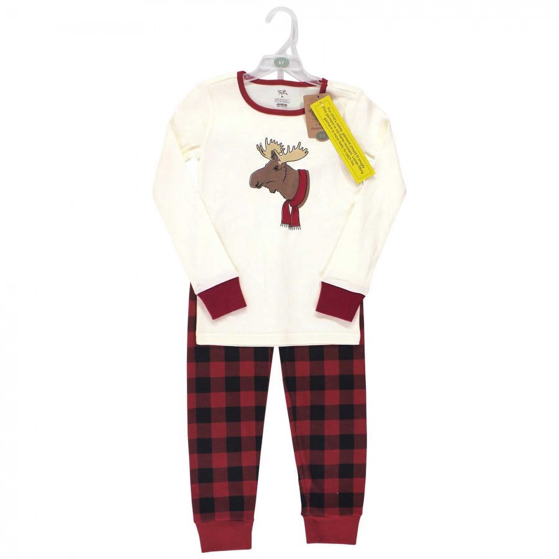 Touched by Nature Baby, Toddler and Kids Unisex Holiday Pajamas, Kids Moose, 12 Years