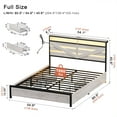thumbnail image 3 of GUNAITO Full Bed Frame with Storage Headboard & 4 Drawers, Industrial Metal Platform LED Bed with USB Ports & Outlets, Light Gray, 3 of 10