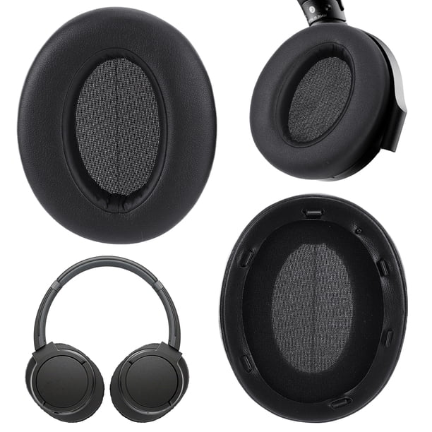 Cuero proteico negro Adecuado para orejeras Sony WH-XB910N XB910N fundas para accesorios cubierta esponja para orejeras (cuero proteico negro)