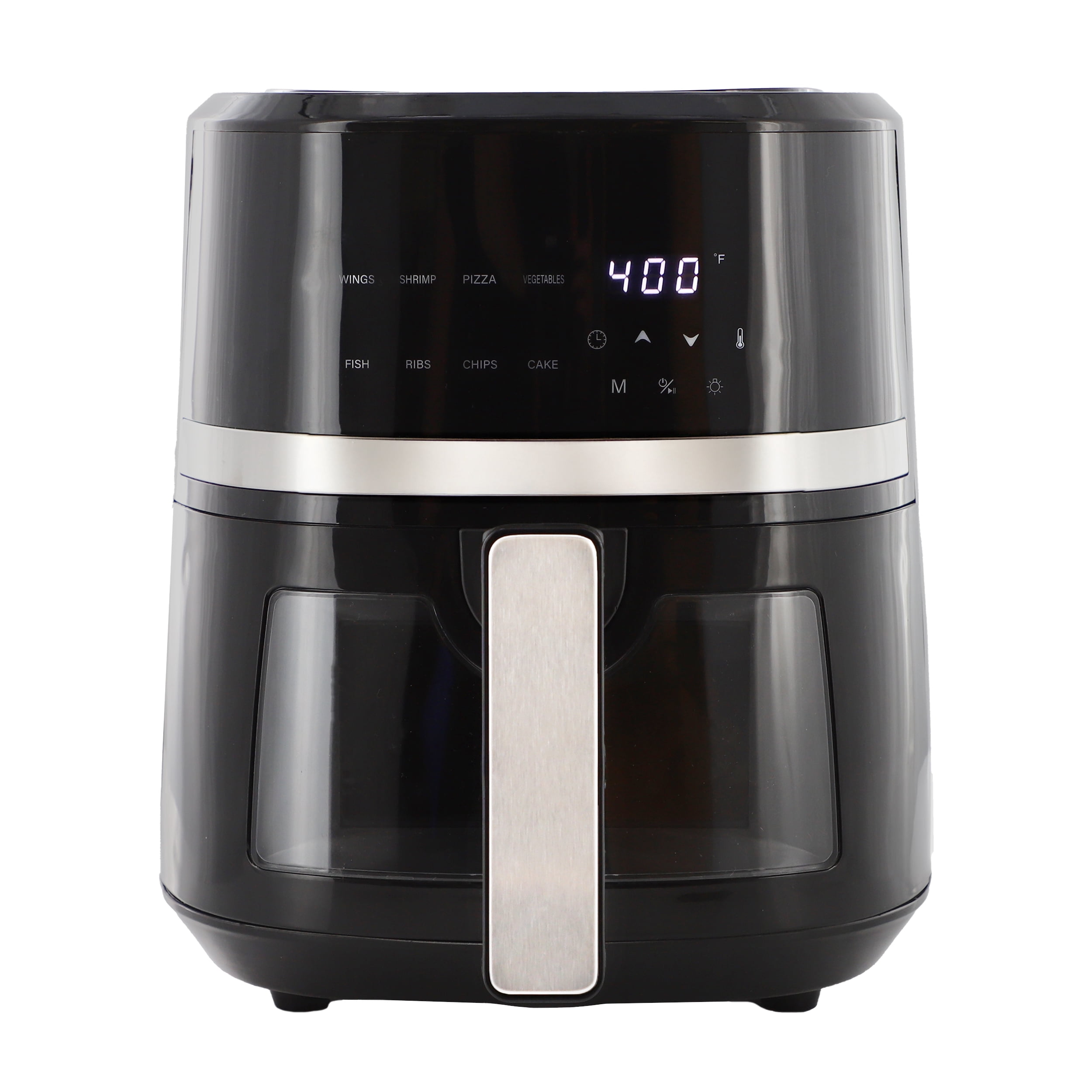 MegaChef 4 Quart Digital LED Display Electric Air Fryer with Transparent Window in Black with 125 Piece Paper Liners