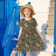 thumbnail image 6 of FORMRS Girls Short Sleeve Dress Summer Casual Round Neck A-line Beach Sundress, Sizes 2T-8T, Brown Floral Rabbits Pattern, 6 of 8