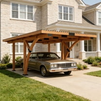 Beneouya 18.3x12.6x7.7ft Heavy-Duty Wood Carport with Steel Roof for Driveway Shelter