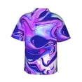 thumbnail image 3 of Daiia Swirl Print Blue Purple1 Hawaiian Shirt for Men Gentle Cotton Regular Short Sleeve Casual-Small, 3 of 9