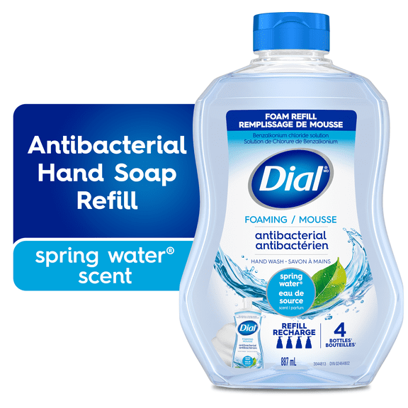 Dial Antibacterial Foaming Hand Wash, Spring Water Scent, 887ml, Dermatologist Tested, pH Balanced, Free from Silicones, Parabens, Phthalates, SLES/SLS