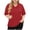 Red, variant on Women's Casual V-Neck Short Sleeve Loose Fit T-Shirt - Soft Cotton, Versatile Basic Top
