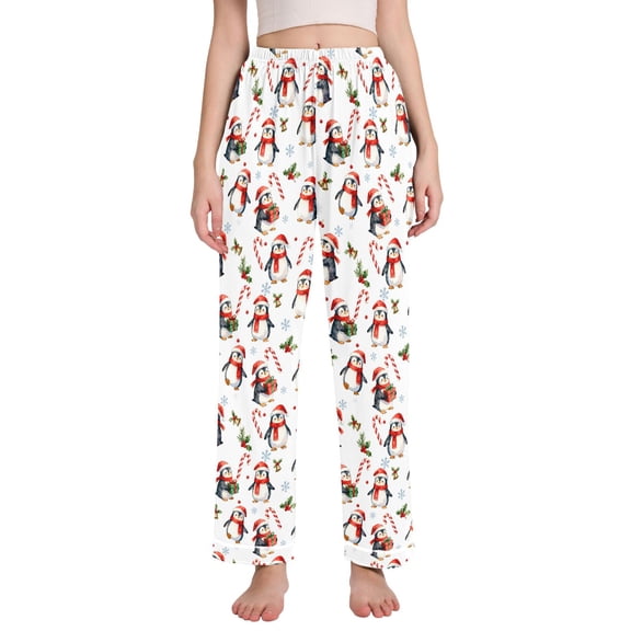joogoo Women Christmas Penguins Pajamas Pants Lounge Bottoms Pjs with Pockets M