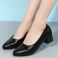 thumbnail image 6 of HSMQHJWE Low Heel Pump Shoes Women's Closed Toe Dressy Pump Formal Block Heeld Shoes for Party Wedding Leather Black 8, 6 of 7