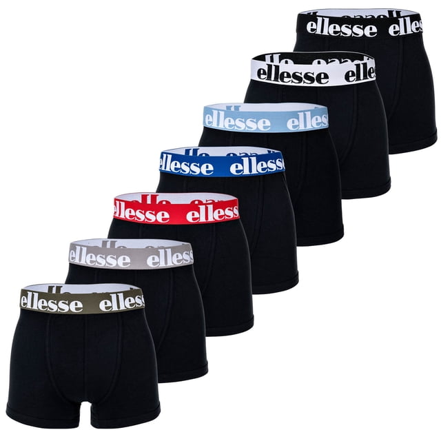 ellesse Calzoncillos para Hombre, Paquete de 7 - Yema Calzoncillos de 7 paquetes, Logo, Algodón Stretch Negro/Azul/Rouge/Gris 2XL (2X-Large)