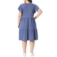 thumbnail image 3 of Agnes Orinda Women's Plus Size Dresses Flowy Tiered V Neck Ruffle Sleeve Summer Casual Midi Dresses with Pockets 4X Navy Blue, 3 of 6