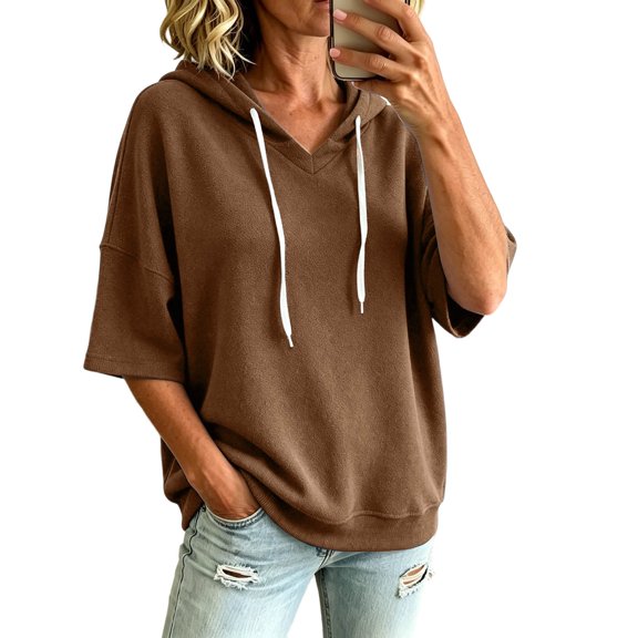 Women Hoodies Relaxed Bat Sleeve Hooded Sweatshirt with Drawstring Pullover for Spring Summer Fall Women Sweatshirt White Jacket