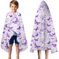 thumbnail image 3 of White Purple Butterfly Flower Pattern Hooded Bath Towel，50"x30" for Ages 3 To 12 Kids, Quick Dry Lightweight Soft Microfiber Hood Beach Towel Cover Up for Kids, 3 of 7
