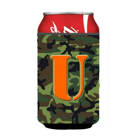 

Letter U Initial Monogram - Camo Green Can Or Bottle Hugger