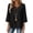 Black, variant on Women Lightweight Linen Blend Tunic, Rolled Sleeve V-Neck Button Blouse for Beach & Everyday Wear Dark Blue S