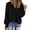 Black, variant on Blouse for Women Long Sleeve V-Neck Solid Casual Loose Lace Patchwork Blouse Army Green XXL
