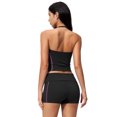 thumbnail image 2 of IBTOM CASTLE 2 Piece Workout Sets for Women Shorts Yoga Pilates Outfits Striped Backless Halter Padded Tank Top With High Waist Fold-over Biker Shorts L Black, 2 of 7