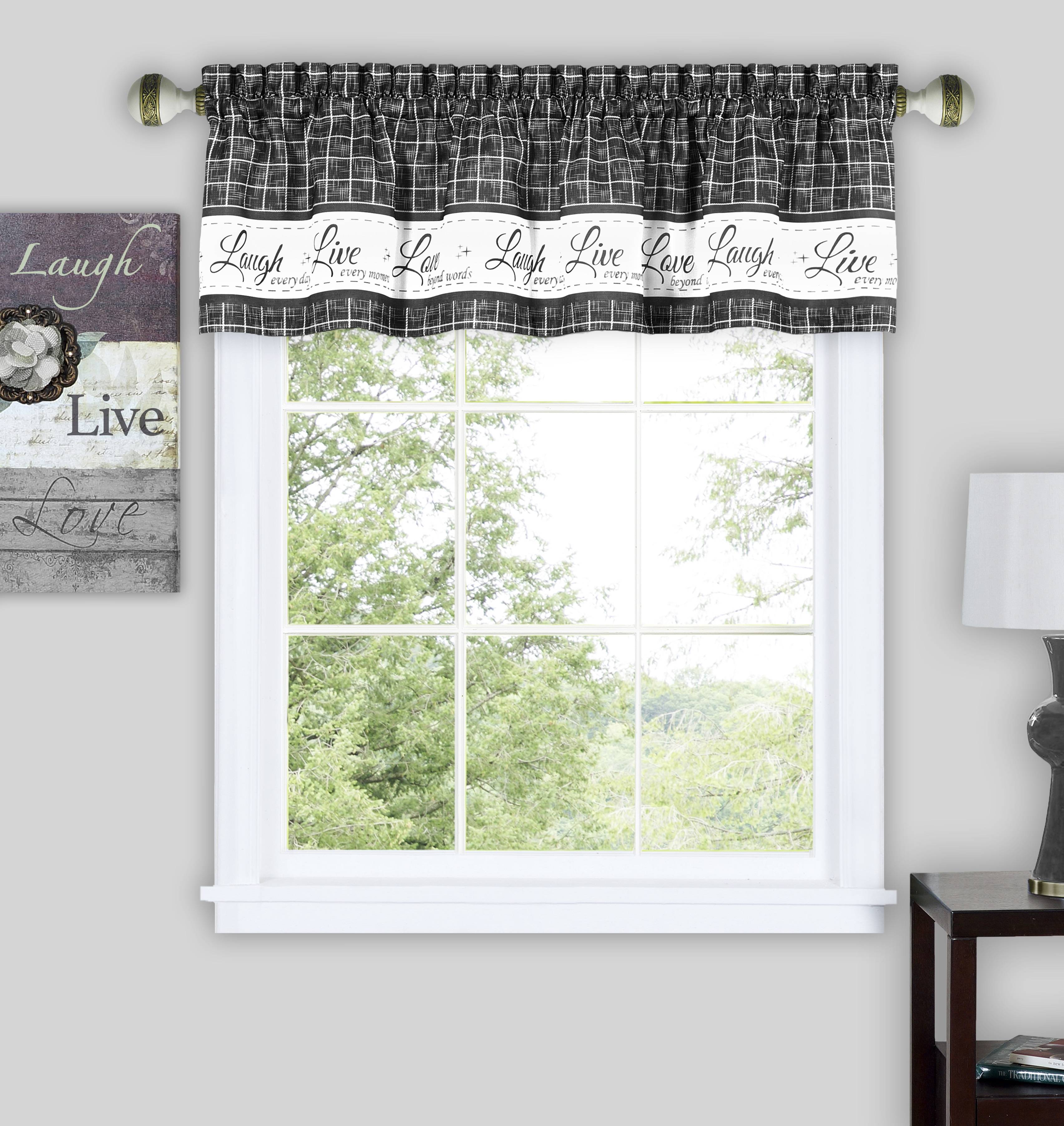 Simple Elegance by Ben&Jonah Live, Laugh, Love Window Curtain Valance - 58'W x 14'L - Charcoal