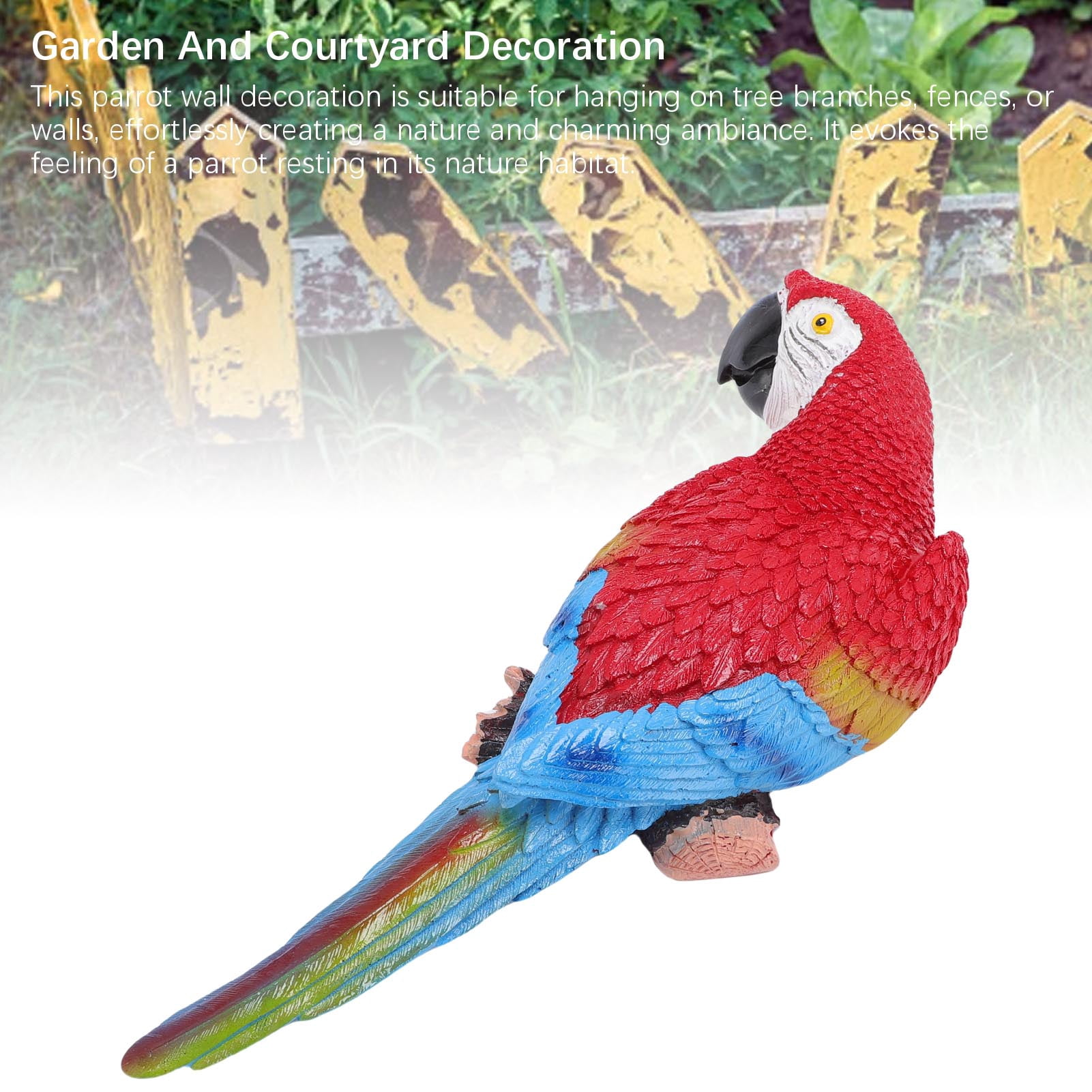 NFTIGB Realistic Hanging Parrot Wall Decoration Flat Back High Strength Resin Statue Figurine for Outdoor Lawn Garden Patio Decor, Right Side Red, 13.78 inches / 35.0 cm