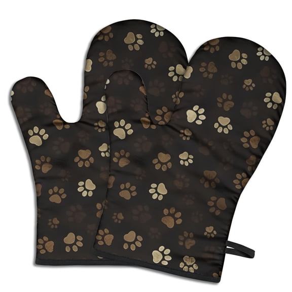 Cute Oven Mitts,Paw Print Oven Mitt 2-Pack Set,Kitchen Gloves for Oven,Heat Resistant Oven Mitts 7.7"x12"