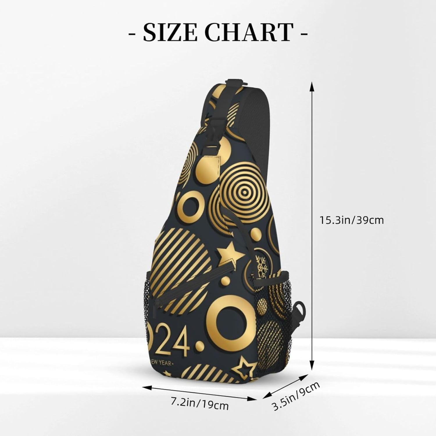 Happy New Year 2024 Sling Bag Crossbody Hiking Travel Chest Bags Backpack Shoulder Daypack for Women Men
