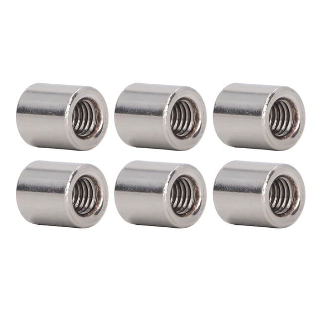 50-Pack M6x1.0 Stainless Steel Coupling Nuts - 10mm Length, 11mm Diameter - Rustproof 304 Grade for Secure Threaded Connections in DIY & Mechanical Projects