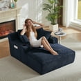 thumbnail image 3 of Aukfa Oversized Chaise Lounge Chair Indoor, 66" Boneless Sofa Couch with Cup Holders and 3Pillows for Living Room, Blue, 3 of 8