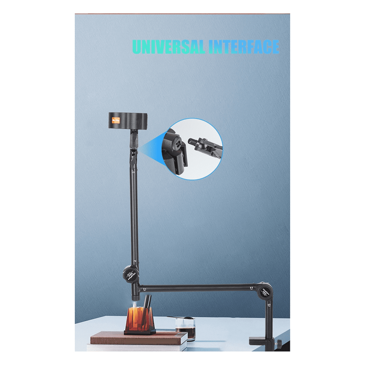 Foldable Recording Microphone Holder Suspension Boom Scissor Arm Stand Holder with Mic Clip Table Mounting Clamp